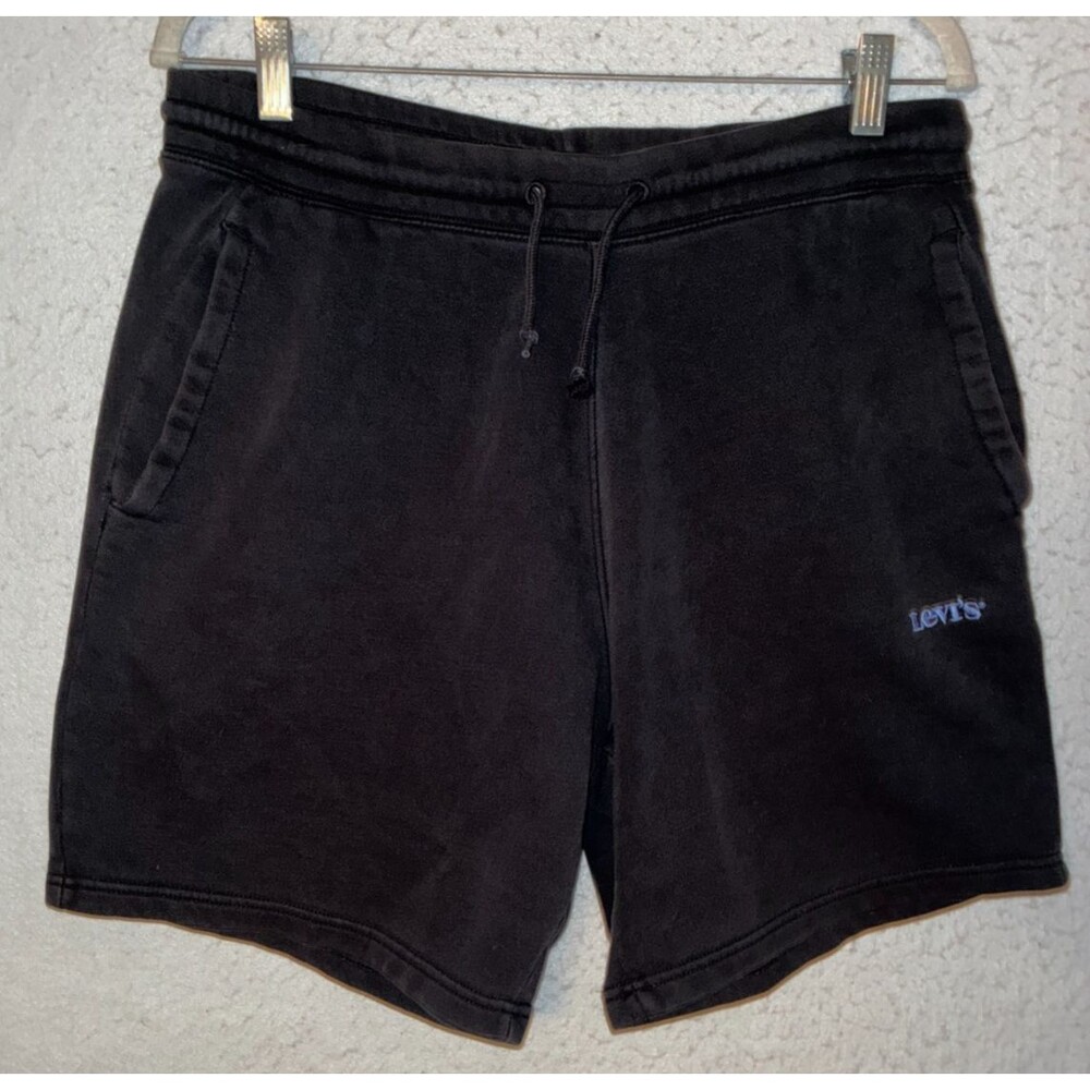 Levi's Men's sz M Casual Sweat Shorts Fleece Black Embroidered Logo Pockets